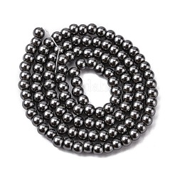 環境に優しいガラスパールビーズ  パールカラーの  ラウンド  濃いグレー  4mm  穴：1.2~1.5mm  約100個/連  16''（40.64センチメートル）&nbsp;LS-HY-J002-4mm-HX088