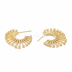 Cubic Zirconia Flower Stud Earrings&nbsp;EJEW-E263-10G