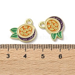 フルーツ合金エナメルチャーム  パッションフルーツ  ライトゴールド  ライトカーキ  15x16x1.5mm  穴：1.8mm&nbsp;PALLOY-S058-01LG-28
