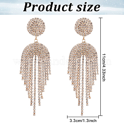 2ペア2色のクリスタルラインストーンチェーンタッセルダングルスタッドピアス  女性用合金ティアドロップロングドロップイヤリング  プラチナ＆ライトゴールド  111.5mm  ピン：0.8mm  1ペア/カラー&nbsp;EJEW-FI0001-02