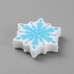 クリスマステーマのシリコンフォーカルビーズ  シアン  26x30x7mm  穴：3mm&nbsp;SIL-CJC0010-02K