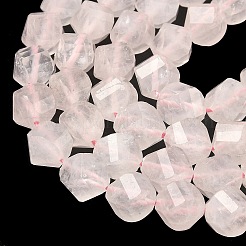 天然石ローズクォーツビーズ連売り  多面カット  ツイスト  10~10.5x9.5~10.5x9.5~10.5mm  穴：1mm  約38~40個/連  14.96~15.35''（38~39センチメートル）&nbsp;G-C267-B19