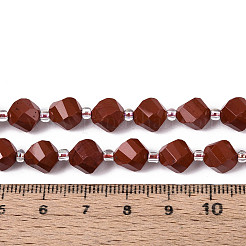天然石レッドジャスパービーズ連売り  ツイスト  多面カット  シードビーズで  8~8.5x8~8.5x8~8.5mm  穴：1~1.2mm  約35~37個/連  14.37~14.96''（36.5~38センチメートル）&nbsp;G-T144-24A-04