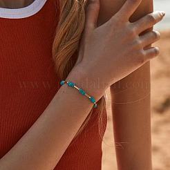 Synthetic Turquoise & Brass Beaded Bracelets for Women&nbsp;OR9235