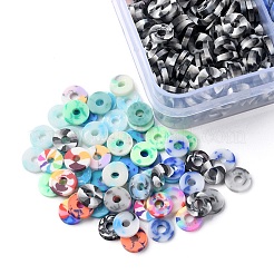 3960個24スタイルの手作りポリマークレイビーズ  ディスク/フラットラウンド  ヒシビーズ  ミックスカラー  6x1mm  穴：1.8~2mm  約165個/スタイル&nbsp;CLAY-YW0001-77