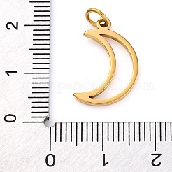 304ステンレススチールチャーム  18KGP本金メッキ  レーザー切断  ムーン  13x12x1.5mm  穴：3mm  5個/セット&nbsp;LS-STAS-Q331-01K