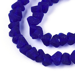 曇らされた透明なガラスビーズ  三角形  ミッドナイトブルー  3~3.5x4~4.5x4~4.5mm  穴：0.8mm&nbsp;X1-GLAA-N016-4mm-03