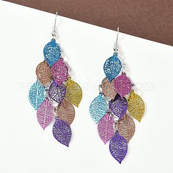 430 Stainless Steel Leaf Dangle Earrings&nbsp;EJEW-A137-06P-04