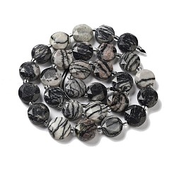 Natural Black Silk Stone/Netstone Beads Strands&nbsp;G-NH0004-037
