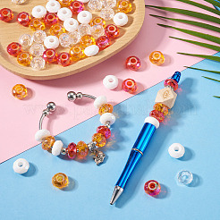 60個4色アクリルビーズ  ロンデル  大穴ビーズ  ミックスカラー  13~14.5x7.5~8.5mm  穴：4.7~6mm  15個/カラー&nbsp;SACR-TA0001-79