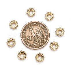 真鍮製キュービックジルコニアヨーロピアンビーズ  ロンデル  ゴールドカラー  8x3mm  穴：4mm&nbsp;ZIRC-F001-101G