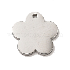 変色しない304ステンレススチールペンダント  テクスチャ  花  ステンレス鋼色  11.5x12x1mm  穴：1mm&nbsp;STAS-J040-18B-P