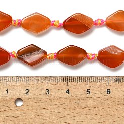 天然バンデットアゲートビーズ連売り  染め＆加熱  六角  レッド  14~15x10~11x5~6mm  穴：1.2mm  約20個/連  15.35~15.75''（39~40センチメートル）&nbsp;G-F807-A01-01