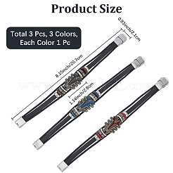 3個 3色 合金&レザーコードブレスレット メンズ レディース  ギター  ミックスカラー  8-1/8インチ（20.7cm）  1pc /カラー&nbsp;BJEW-CL0001-25