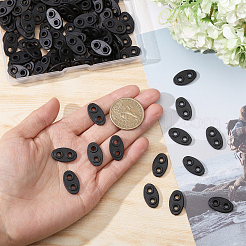 プラスチックコネクタチャーム100個  オーバル  ブラック  19x11x3.5mm  穴：3.5mm&nbsp;KY-CA0001-58B