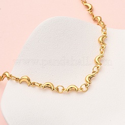 304 Stainless Steel Moon Link Chain Necklaces for Women&nbsp;NJEW-G178-09G