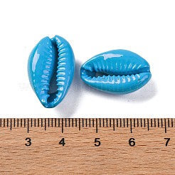 ベーキングペイント、タカラガイの貝殻ビーズ  穴なし/ドリルなし  ディープスカイブルー  14.5~22x9~15.5x6~9.5mm&nbsp;LS-SSHEL-M023-01D