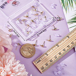 24Pcs 3 Style Teardrop & Shell & Heart Alloy Stud Earrings Findings&nbsp;FIND-BBC0002-76
