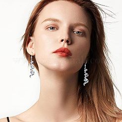 Spiral Ribbon Alloy Crystal Rhinestone Dangle Earrings&nbsp;FS-WGD182D-01