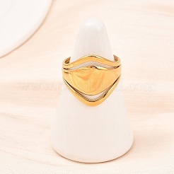 US Size 7 304 Stainless Steel Cuff Rings&nbsp;RJEW-D336-04G