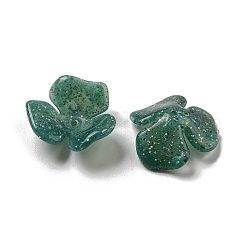透明なアクリルビーズ  グリッターパウダー付き  花  ダークスレートグレー  23x21.5x8.5mm  穴：1.6mm&nbsp;OACR-G034-03I