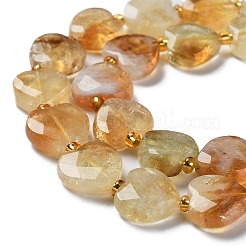 加熱された天然シトリンビーズ連売り  多面的な愛の心  シードビーズで  11~12x12x4~5mm  穴：0.9mm  約30~32個/連  15.35''（39センチメートル）&nbsp;G-B044-B10-01