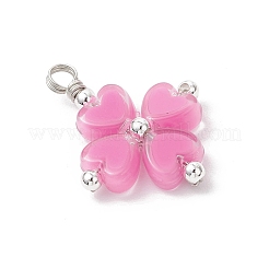 真鍮のペンダント付きアクリル  クローバー  プラチナ  27~28x22x6mm  穴：3.5mm&nbsp;PALLOY-JF04136-02