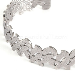 Non-Tarnish 304 Stainless Steel Hollow Flower Open Cuff Bangles for Women&nbsp;BJEW-K241-03B-P