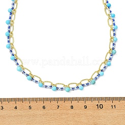 Dyed Faceted Round Natural Magnesite and Glass Seed Beaded Necklaces&nbsp;NJEW-MZ00155