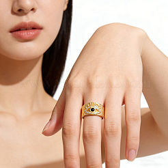 304 Stainless Steel Rhinestone Cuff Open Rings for Women&nbsp;CV9797-1