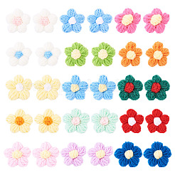 30個 15色 手作りコットン編み装飾アクセサリー  DIYミシンクラフト用  花  ミックスカラー  37~41x12~15mm  2個/カラー&nbsp;DIY-TA0012-97
