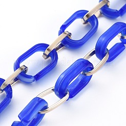 眼鏡チェーン  眼鏡用ネックストラップ  天然石風スタイルのアクリル＆アルミニウムペーパークリップチェーン付き  合金カニカンとラバーループエンド  ブルー  29.25インチ（74.3cm）&nbsp;AJEW-EH00072-02