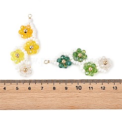 ベーキングペイント、ガラスシードビーズ、大きなペンダント  グラデーションカラーの花のつるチャーム  ガラスビーズ、真鍮ビーズ、銅線を使用  多面カット  ミックスカラー  55.5x23x4.5mm  穴：2.5mm&nbsp;PALLOY-MZ01393