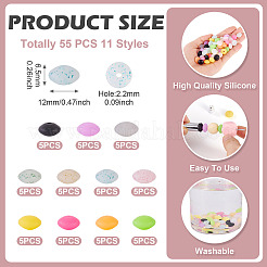 55Pcs 11 Colors Silicone Beads&nbsp;SIL-TA0003-15