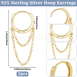 1 Pair 925 Sterling Silver Hoop Earrings&nbsp;EJEW-BBC0002-04G