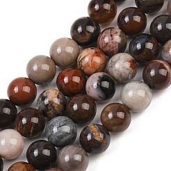 天然珪化木ラウンドビーズ連売り  8~9mm  穴：1mm  約43~47個/連  15インチ&nbsp;G-F266-08-8mm
