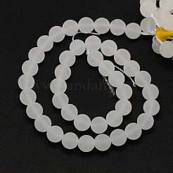 Frosted Natural Gemstone Quartz Crystal Round Beads Strands&nbsp;G-L093-6mm-04