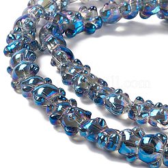 電気メッキガラスビーズセット  半分虹メッキ  クマ  ライトスチールブルー  15x12x8.5mm  穴：1mm  約44個/連  25.20インチ（64cm）&nbsp;EGLA-L030-HR05