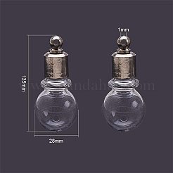 ペンダントを希望丸い透明なガラス  プラチナメッキ真鍮パーツ  プラチナ  28x12mm  穴：2mm&nbsp;GLAA-PH0007-21P
