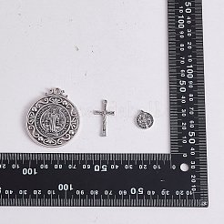 DIY ジュエリー セント ベネディクト メイキング ファインディング キット  クロス & オーバル & フラット ラウンド合金ビーズ & ペンダントを含む  アンティークシルバー  10~45x5.5~40x1.5~4mm  穴：1~3mm  70個/箱&nbsp;FIND-SZ0002-75