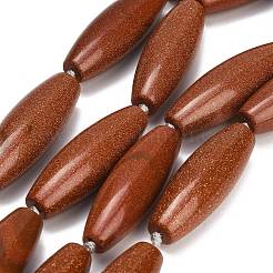 合成ゴールドストーン金砂石ビーズ連売り  ライス  40.5~41.5x14~14.5mm  穴：1.2mm  約9個/連  15.20''~15.55''（38.6~39.5センチメートル）&nbsp;G-L654-G21-01B