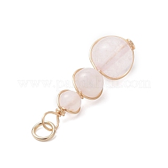 Natural Green Aventurine & Rose Quartz & Amethyst & White Jade & Carnelian & Quartz Round Beaded Pendants&nbsp;PALLOY-JF04700