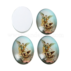 Jesus and the Virgin Printed Glass Oval Cabochons&nbsp;GGLA-N003-18x25-A