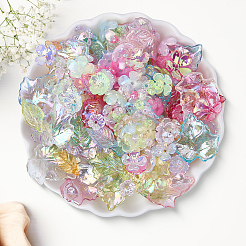 DIYの花と葉のパーツキット  アクリルパーツなど、  アクリルビーズキャップ  ミックスカラー  24~25x23~24x4~5mm  穴：1.2~1.4mm&nbsp;DIY-BM0001-13