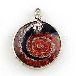 Handmade Silver Foil Lampwork Pendants&nbsp;FOIL-S135-01-B