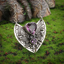 Alloy Amethyst Rhinestone Heart Pendant Necklaces for Women&nbsp;FS-WG5DD6E-01