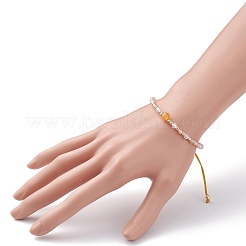 女性へのギフト用の調節可能なブレスレット  ナチュラルレッドアベンチュリン＆キュービックジルコニア＆ブラスビーズブレスレット  内径：1-3/4~3-1/2インチ（4.4~8.8cm）&nbsp;BJEW-JB06517-04