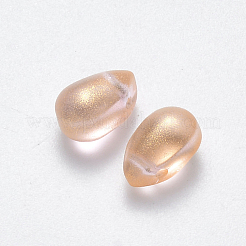 透明スプレー塗装ガラスチャーム  グリッターパウダー付き  ティアドロップ  パパイヤホイップ  9x6x6mm  穴：1mm&nbsp;GLAA-R211-03-B06