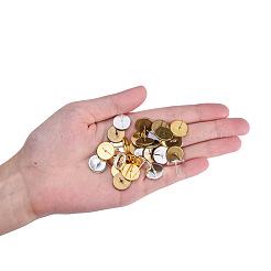 真鍮の耳のスタッドのセッティング  プラスチック製のピアスキャッチ/ピアスバックキャッチ付き  アンティークブロンズ＆ゴールド＆シルバーカラーメッキ  トレイ：12mm  12mm  ピン：0.7mm  30個/セット&nbsp;IFIN-YW0001-15