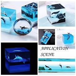 クジラの形をしたプラスチックの装飾  蓄光/暗闇の中で光る  DIYシリコンモールド用  ホワイト  33x20x10mm  箱：40x34.5x18.5ミリ&nbsp;DIY-F066-15